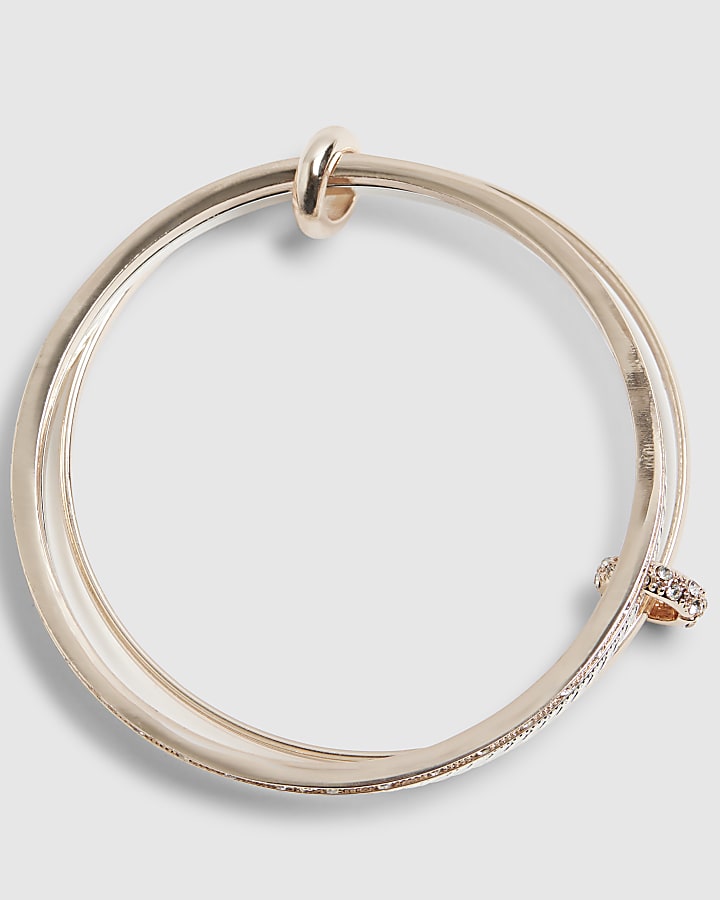 River Island Rose Gold And Silver Linked Stacking Bangle