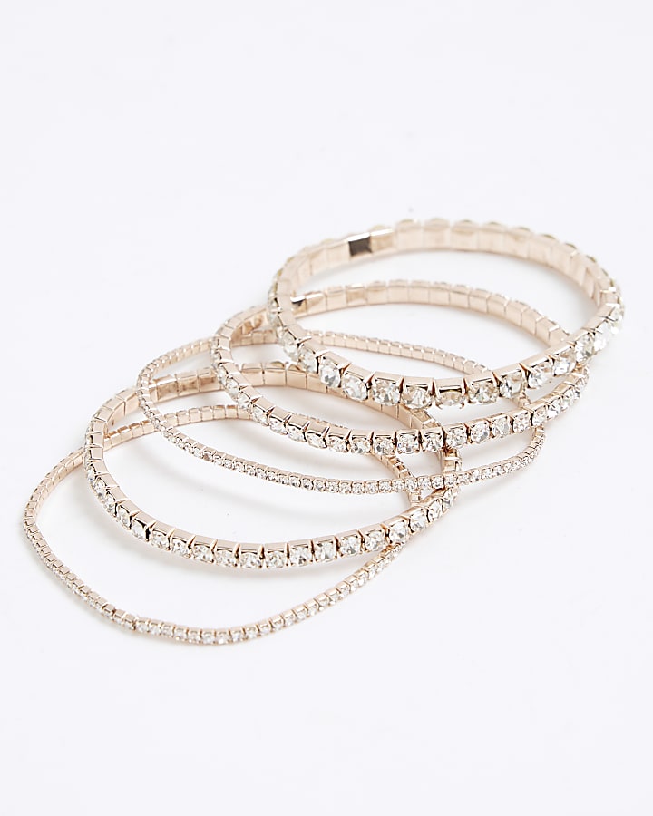 River Island Rose Gold Cupchain Pack Of 5 Bracelets