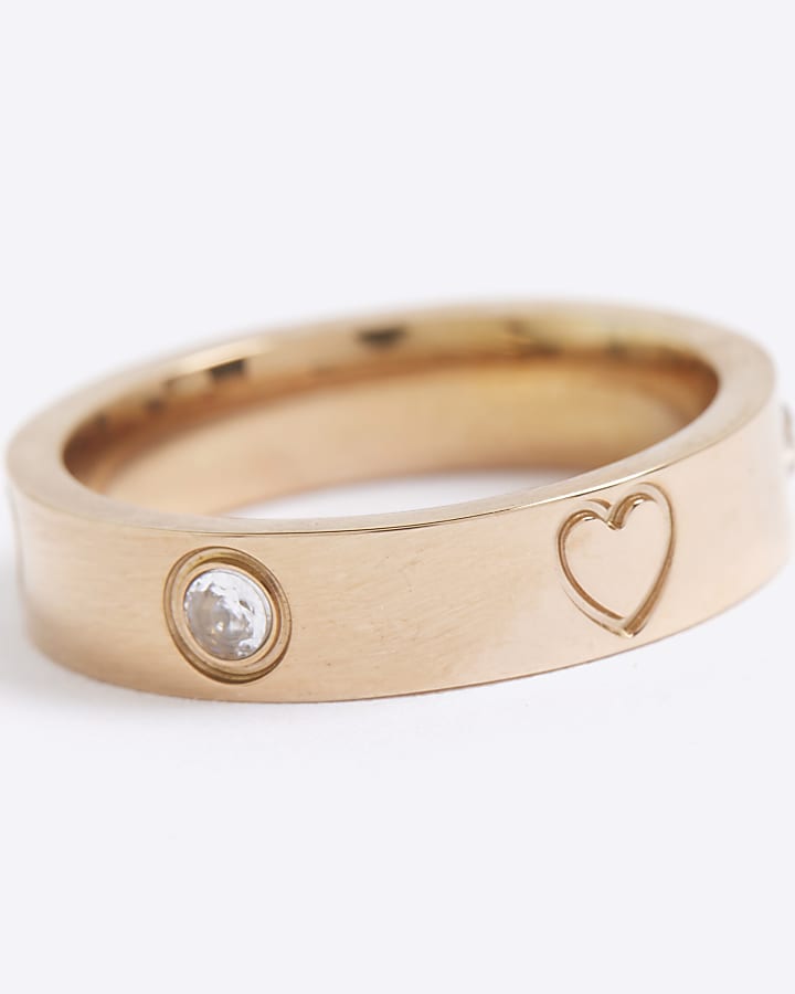 River Island Rose Gold Stainless Steel Diamante Ring