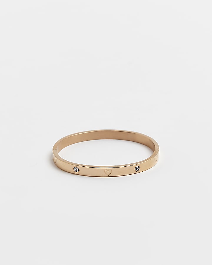 River Island Rose Gold Stainless Steel Heart Cuff Bracelet