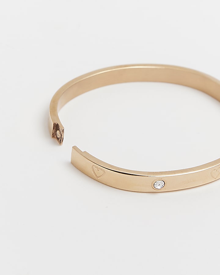 River Island Rose Gold Stainless Steel Heart Cuff Bracelet