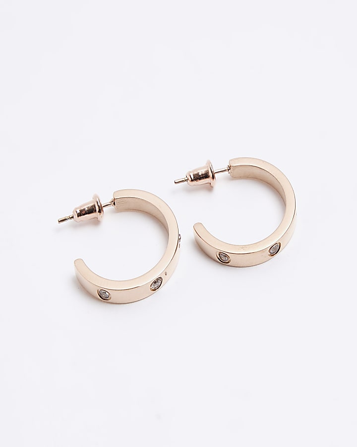 River Island Rose Gold Stainless Steel Hoop Earrings