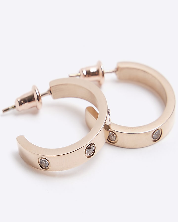 River Island Rose Gold Stainless Steel Hoop Earrings