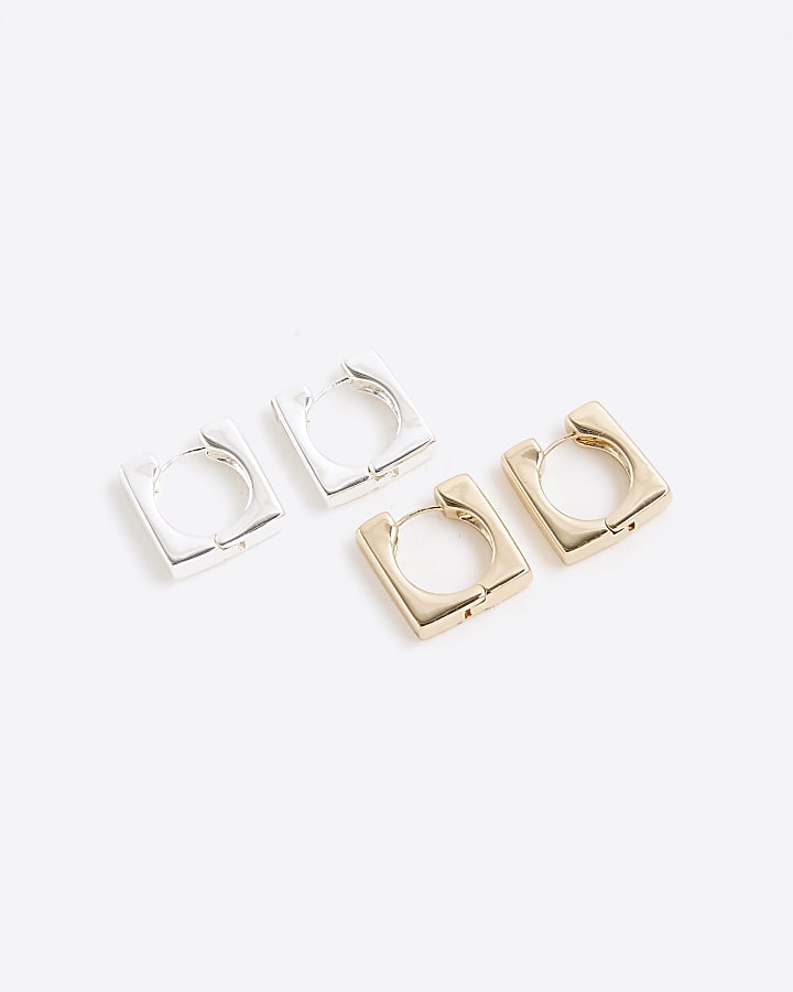 River Island Silver And Gold Square Multipack Earrings