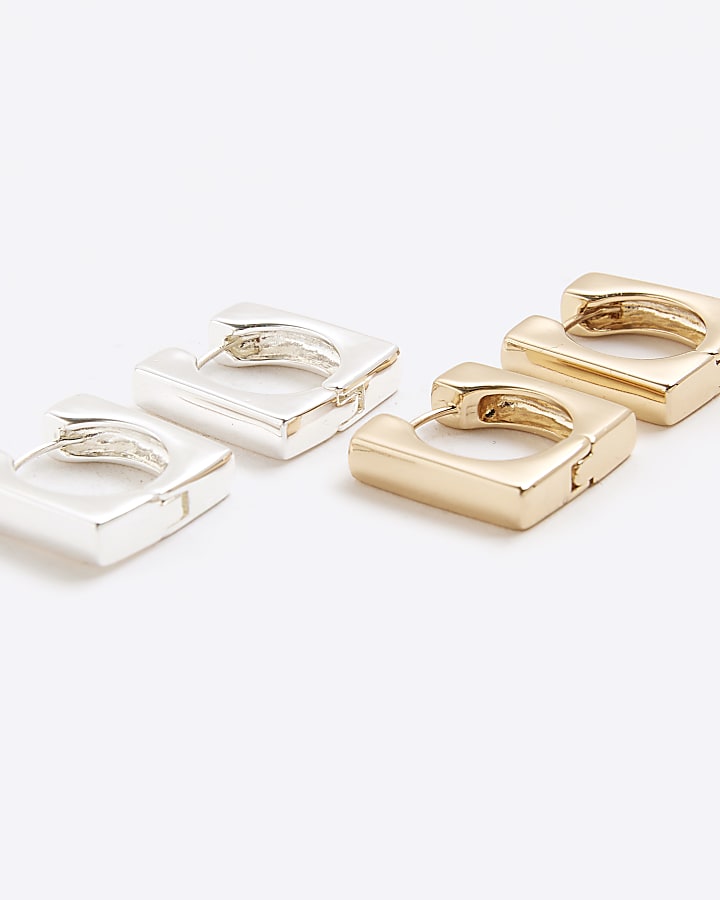 River Island Silver And Gold Square Multipack Earrings