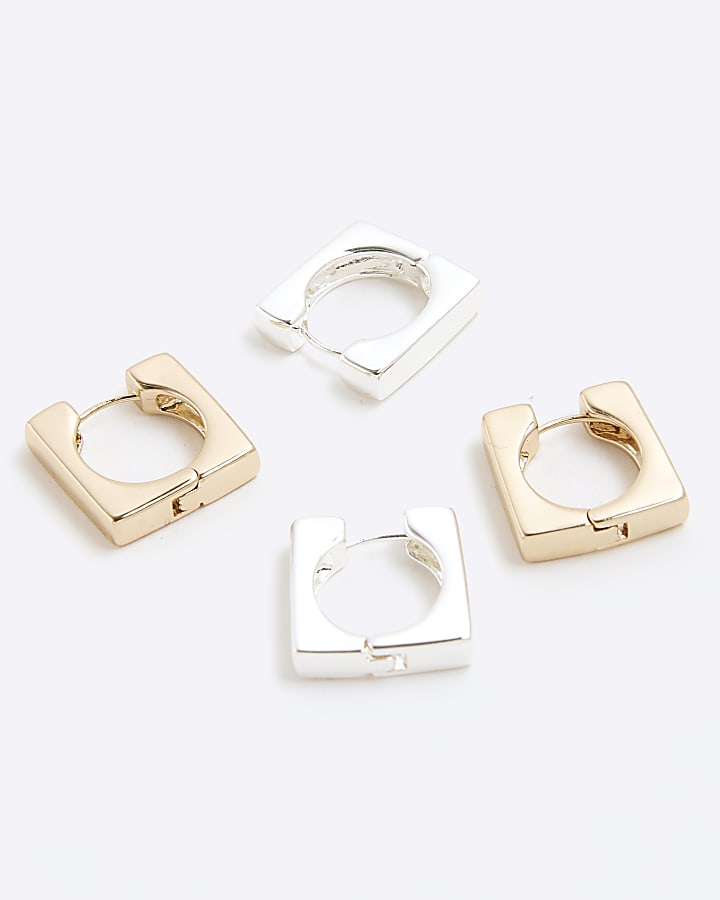 river island Silver and gold square multipack earrings