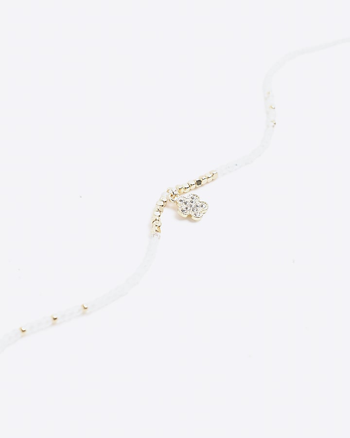 River Island Silver April Birthstone Beaded Necklace