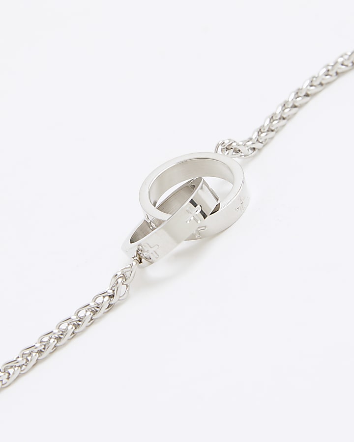 river island Silver Stainless Steel Circular Necklace
