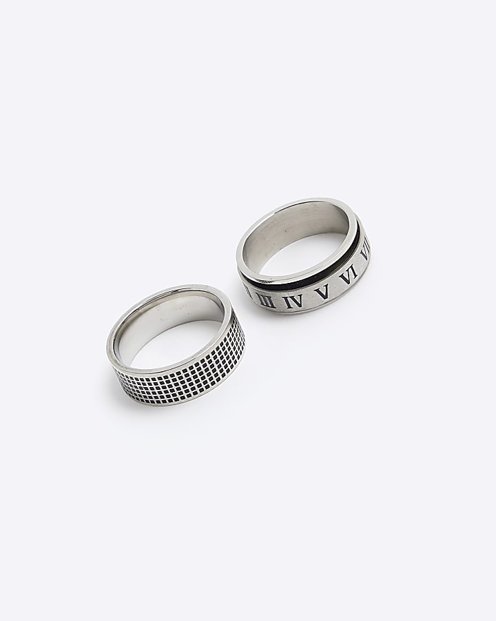 River Island Silver Stainless Steel Pack Of 2 Rings