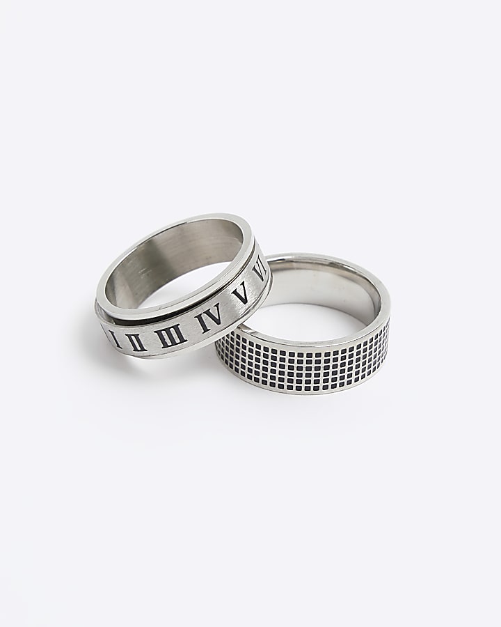 River Island Silver Stainless Steel Pack Of 2 Rings