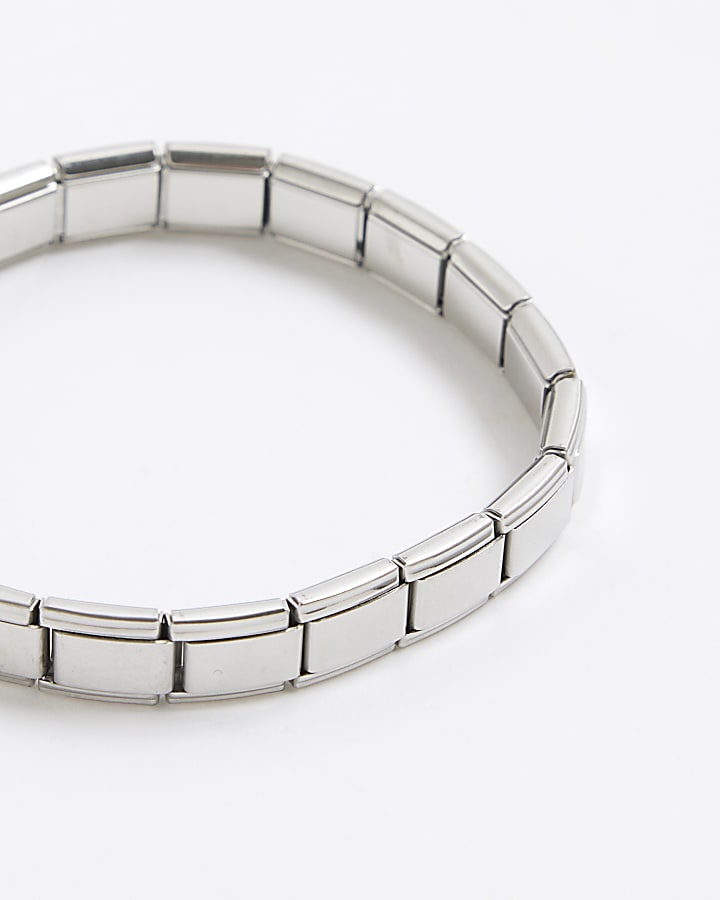 River Island Silver Stainless Steel Stretch Bracelet