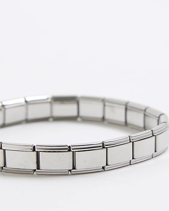 river island Silver Stainless Steel Stretch Bracelet