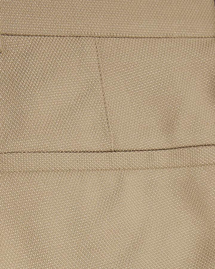 river island Stone Skinny Fit Textured Suit Trousers
