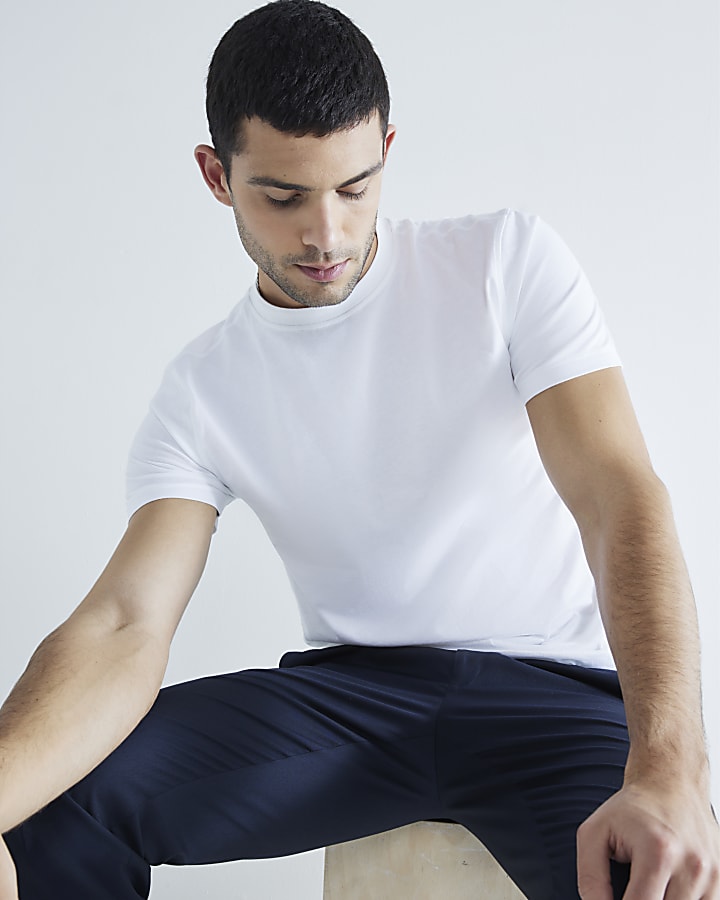 River Island White 3 Pack Short Sleeve Slim Fit T-Shirt