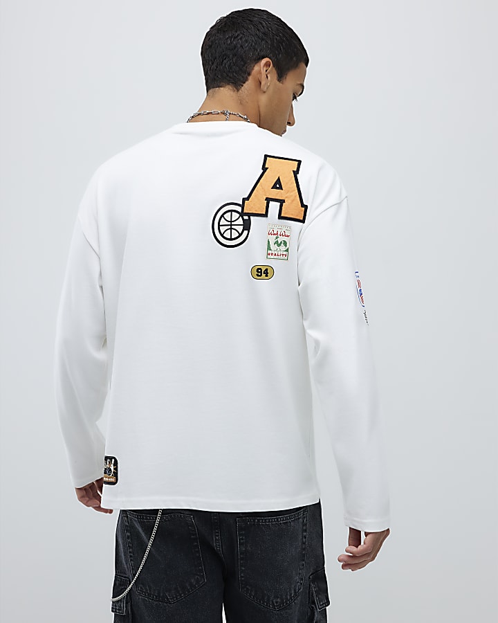 River Island White Boxy Fit Americana Badge T-Shirt