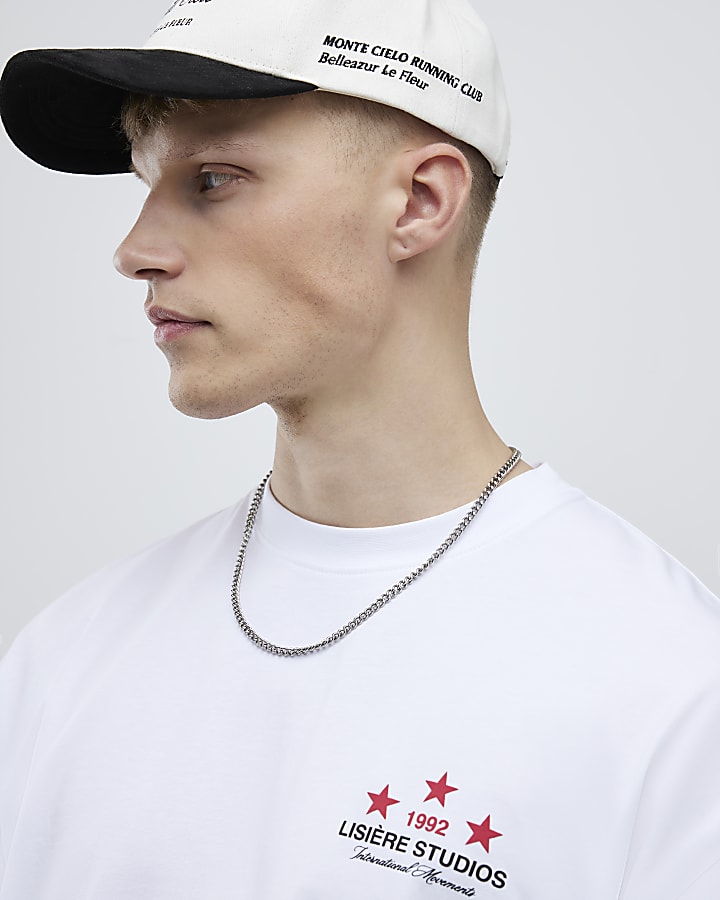River Island White Long Sleeve Lisiere 1992 T-shirt