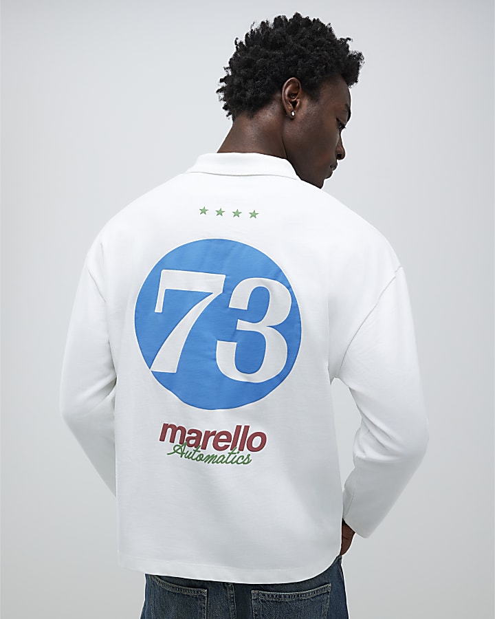River Island White Marello Long Sleeve Football Top