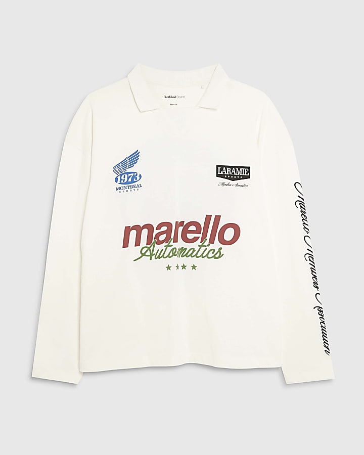 river island White Marello Long Sleeve Football Top