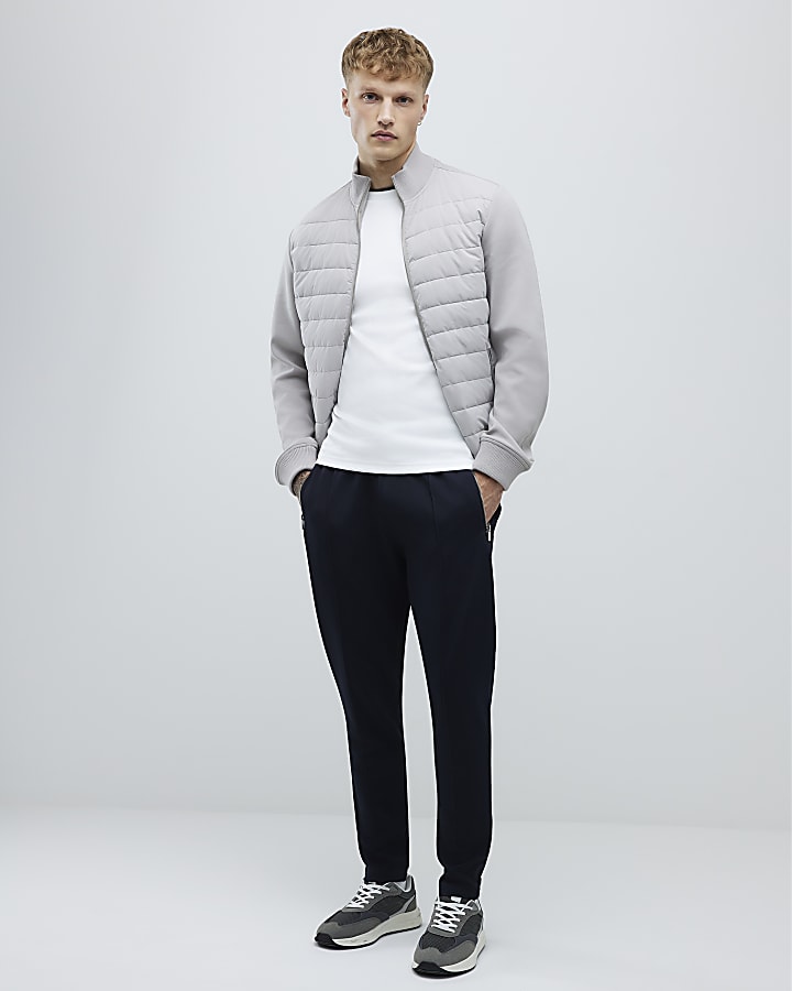 River Island White Muscle Fit Les Amis Stripe T-Shirt