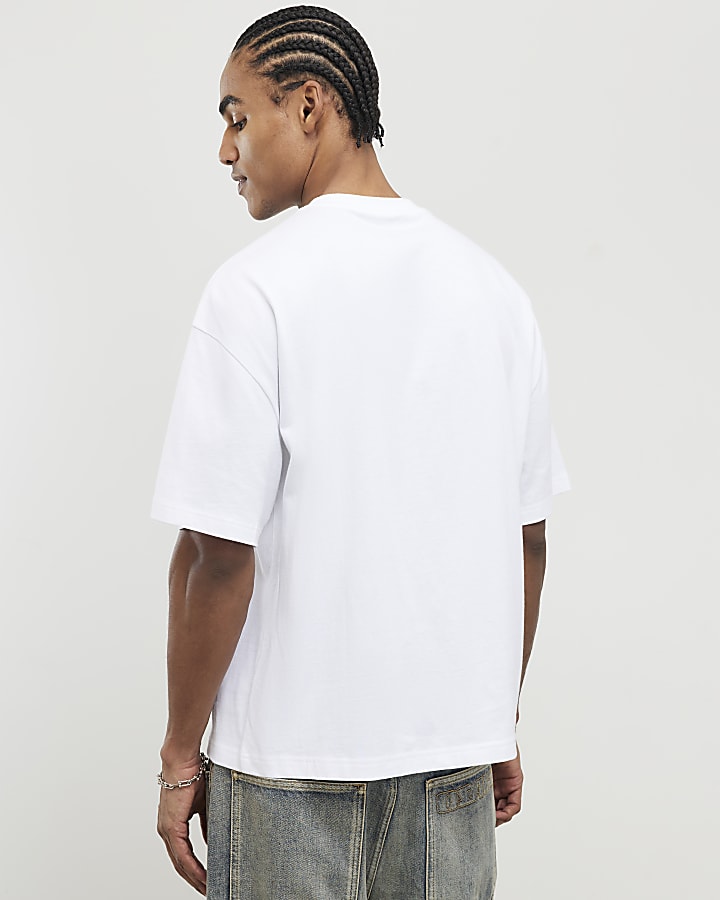 River Island White Oversized Fit Fuel The Fury T-Shirt