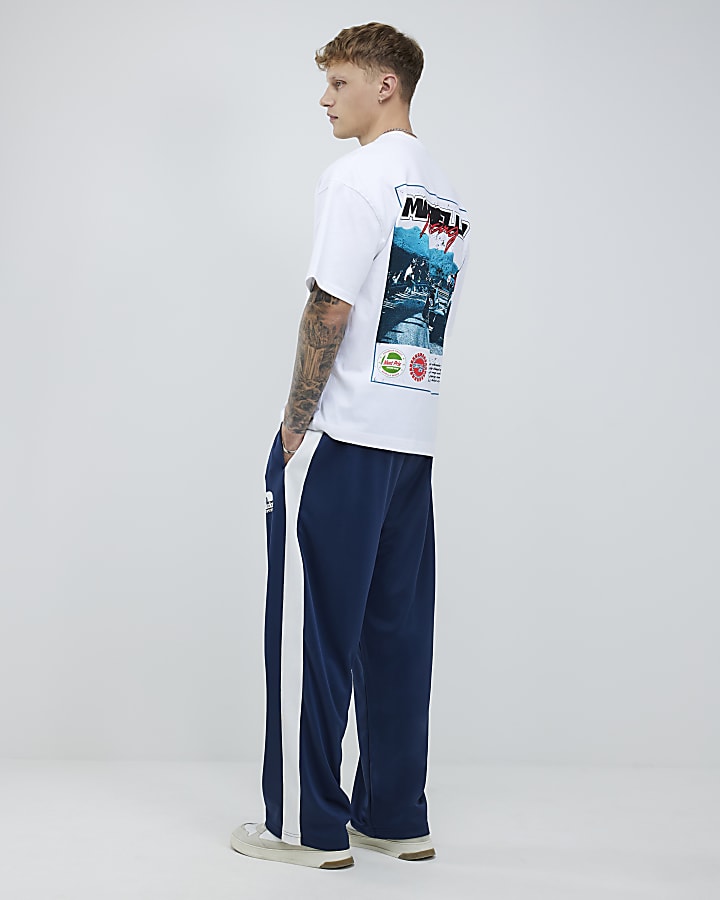 River Island White Oversized Fit Marello Racing T-Shirt