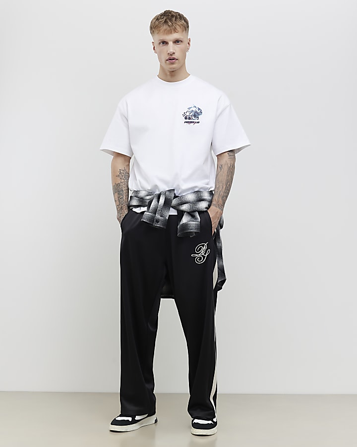 River Island White Oversized Fit Morello Racing T-Shirt