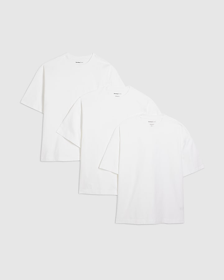river island White Oversized Fit Pack Of 3 T-Shirts