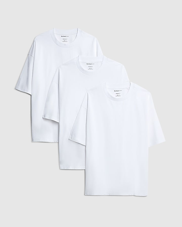 river island White Oversized Fit Pack Of 3 T-Shirts