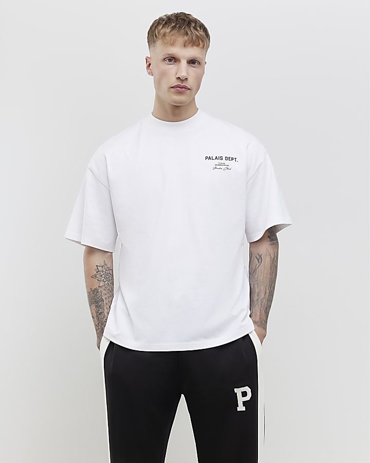 River Island White Oversized Fit Palais Dept T-Shirt