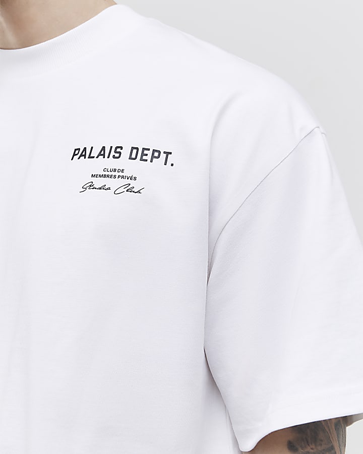 River Island White Oversized Fit Palais Dept T-Shirt