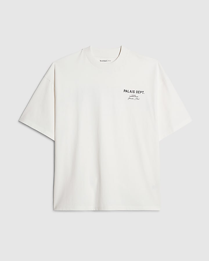 river island White Oversized Fit Palais Dept T-Shirt