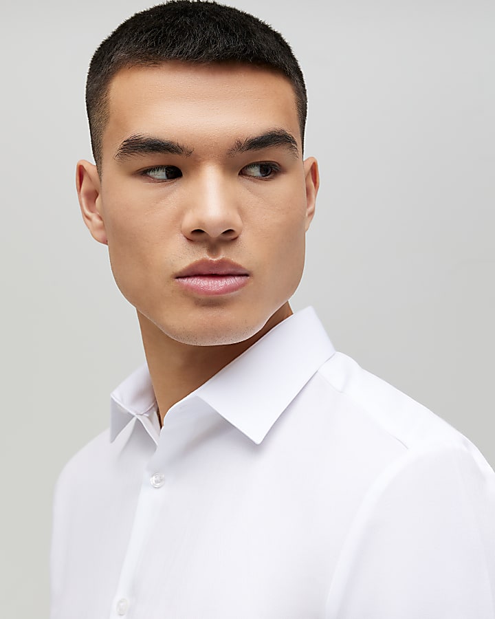 River Island White Premium Long Sleeve Formal Shirt