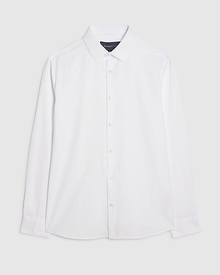 river island White Premium Long Sleeve Formal Shirt