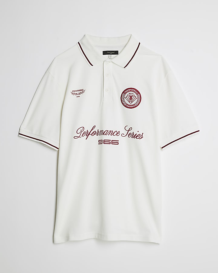 river island White Regular fit Performance Polo Shirt