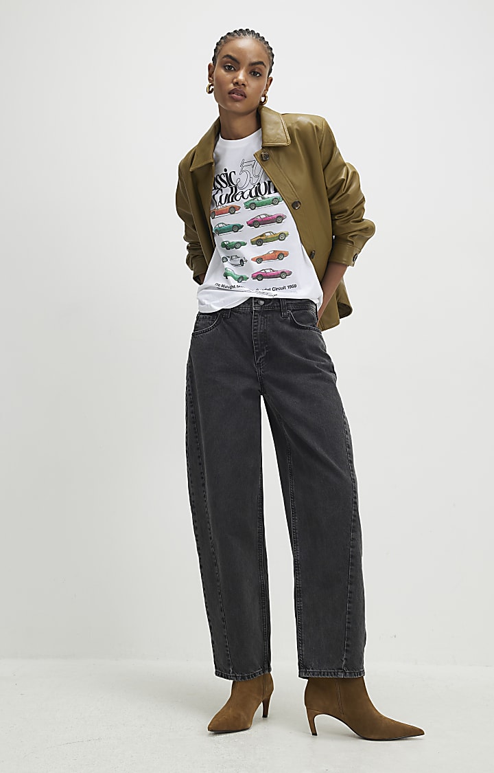 River Island White Short Sleeve Classic Car T-shirt