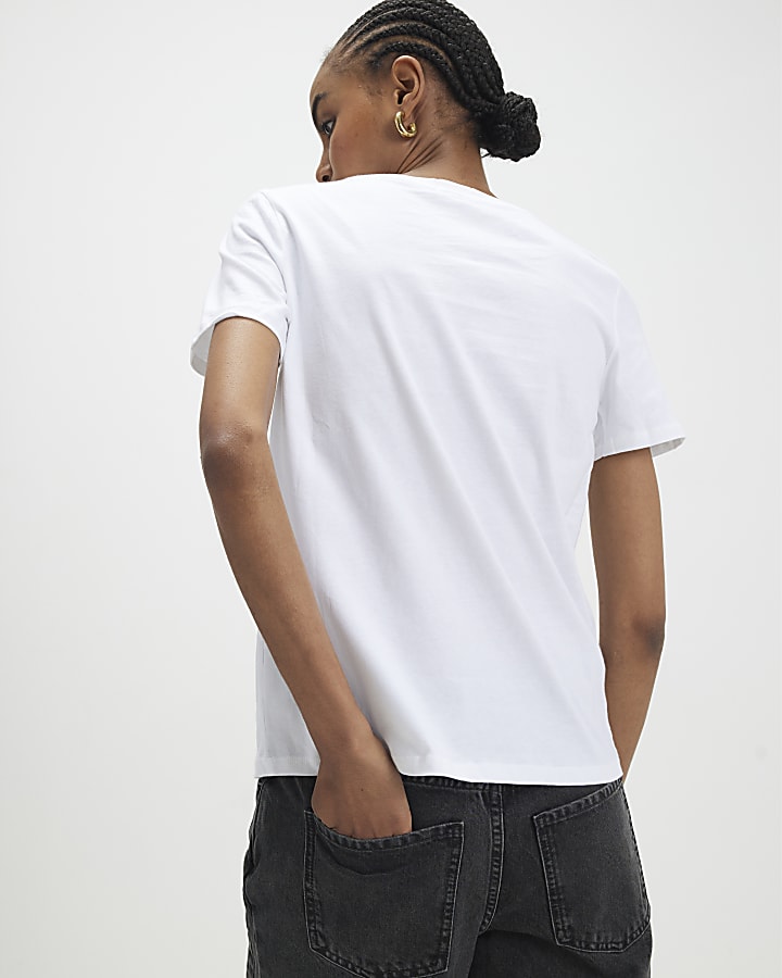 River Island White Short Sleeve Classic Car T-shirt