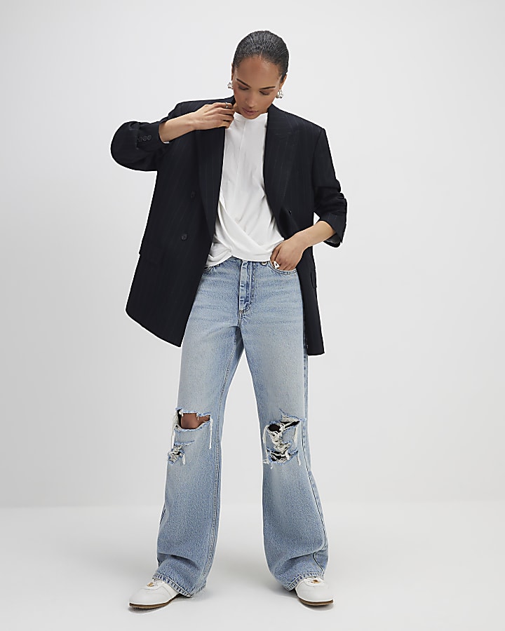 River Island White Short Sleeve Twist Front T-Shirt