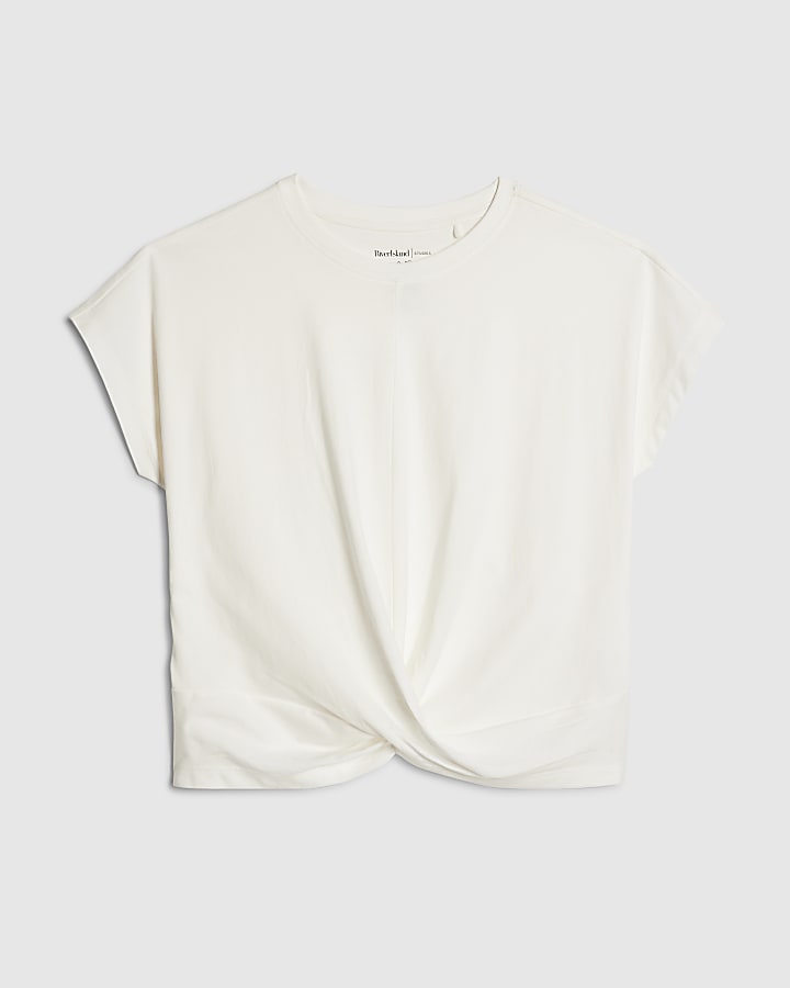 river island White Short Sleeve Twist Front T-Shirt