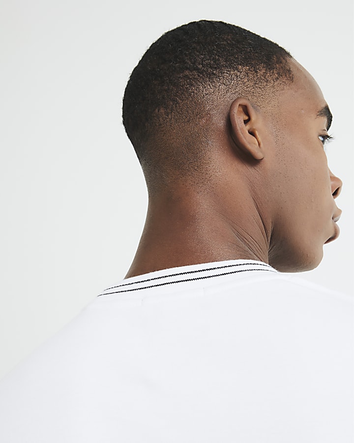 River Island White Slim Fit Les Amis Ringer T-Shirt