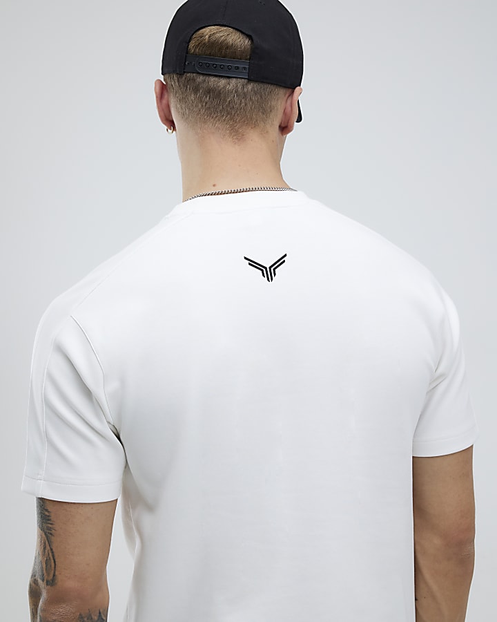 River Island White Slim Fit Nylon Chest Pocket T-Shirt