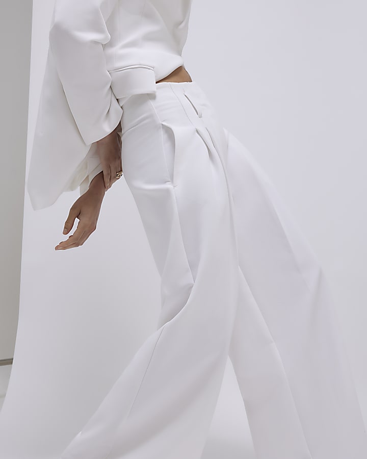 River Island White Ultra High Waist Wide Leg Trousers