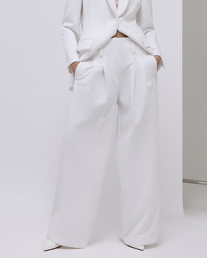 River Island White Ultra High Waist Wide Leg Trousers
