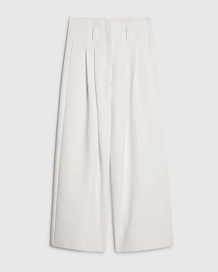 river island White Ultra High Waist Wide Leg Trousers