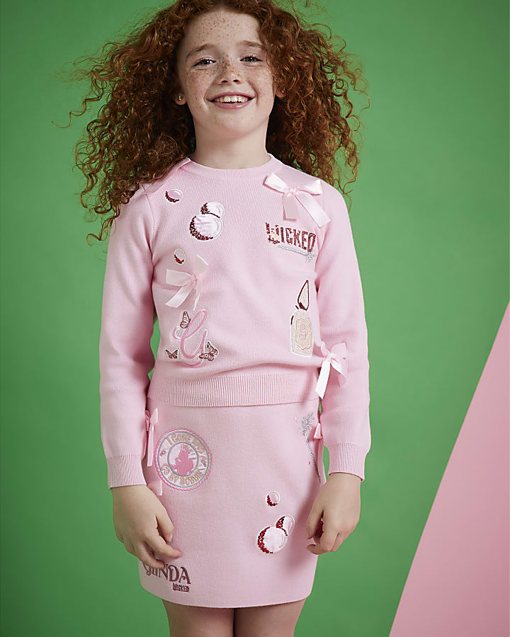 River Island Wicked Girls Pink Glinda Icons Knitted Set