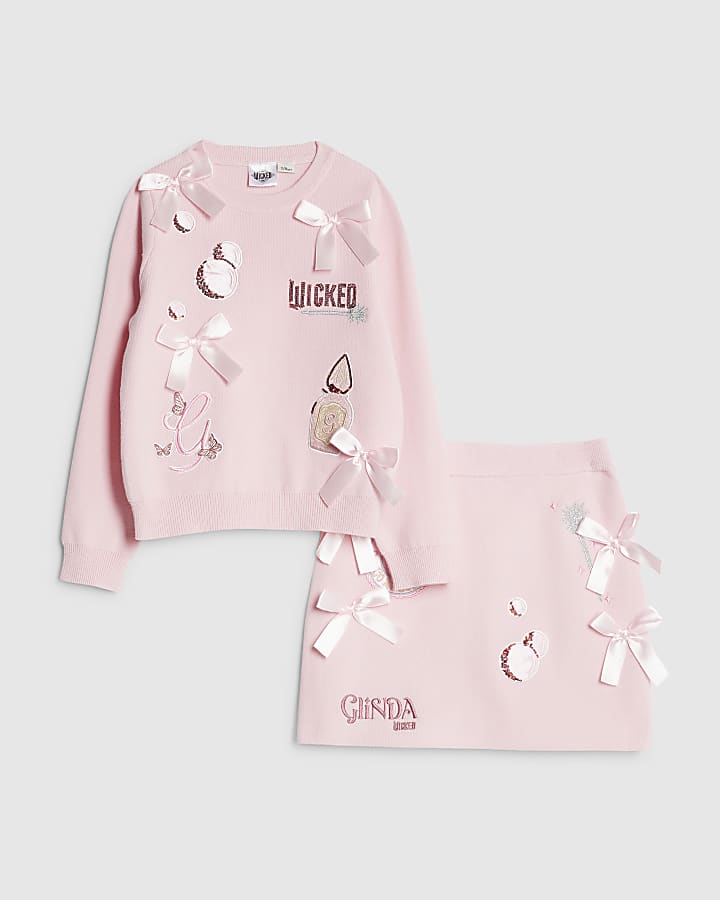 River Island Wicked Girls Pink Glinda Icons Knitted Set