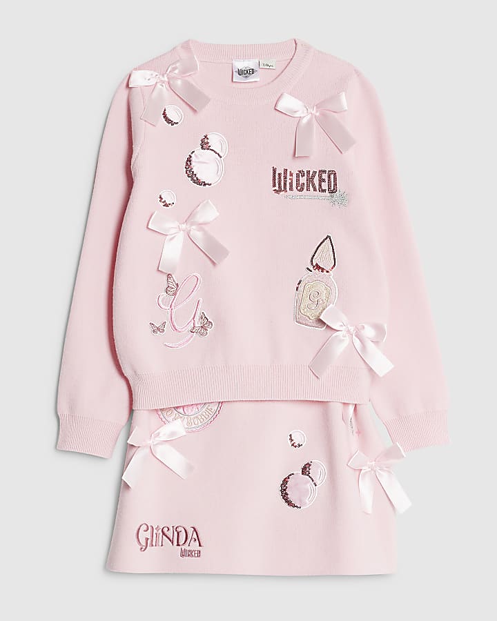 River Island Wicked Girls Pink Glinda Icons Knitted Set
