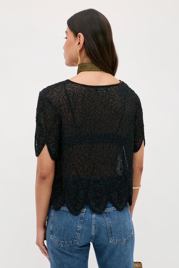 Rixo Ainsleigh Embellished Top Florence Embellishment Antique Black