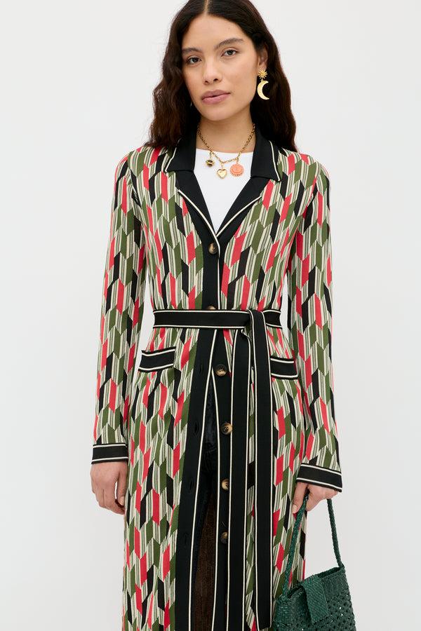 Rixo Apollo Knitted Cardigan Chevron Yarn Dyed Cream