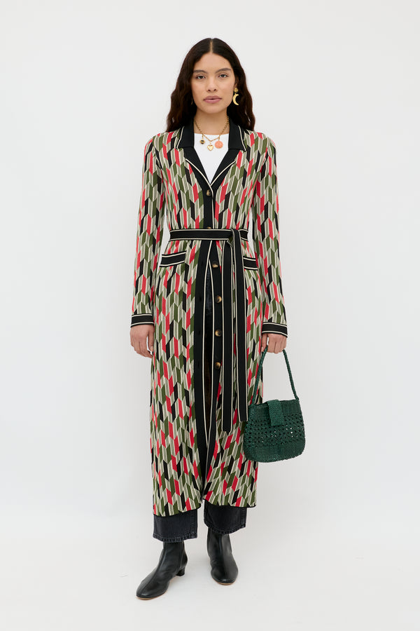 rixo Apollo Knitted Cardigan Chevron Yarn Dyed Cream