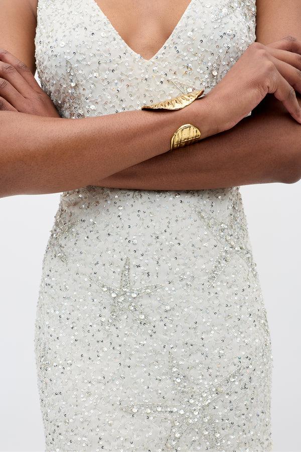 Rixo Christabel Embellished Mini Dress Starfish Embellishment Pearl